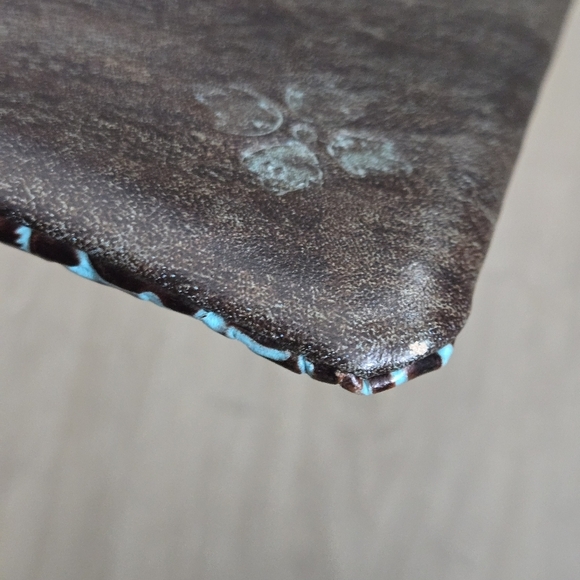 Patricia Nash Cassini Wristlet Tooled Turquoise Boho Clutch Leather - Picture 5 of 10